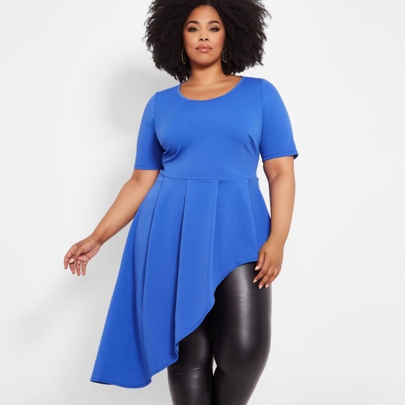Ashley Stewart Asymmetrical Hi Low Duster Top Size 10/12 - Picture 1 of 5